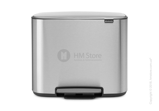 Ведро для сортировки мусора двухсекционное Brabantia Bo Pedal Bin 11/23 л, Matt Steel Fingerprint Proof