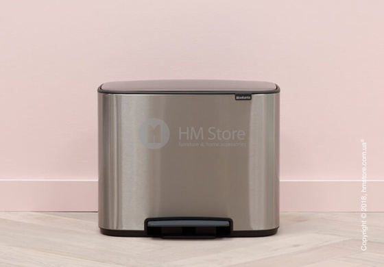 Ведро для сортировки мусора двухсекционное Brabantia Bo Pedal Bin 11/23 л, Matt Steel Fingerprint Proof