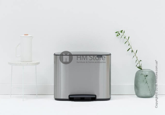Ведро для сортировки мусора двухсекционное Brabantia Bo Pedal Bin 11/23 л, Matt Steel Fingerprint Proof
