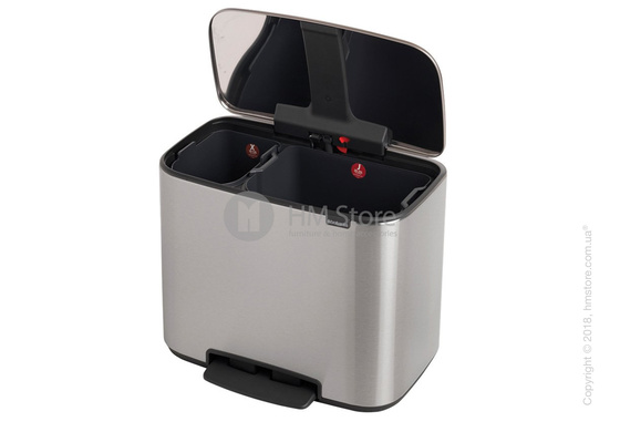 Ведро для сортировки мусора двухсекционное Brabantia Bo Pedal Bin 11/23 л, Matt Steel Fingerprint Proof