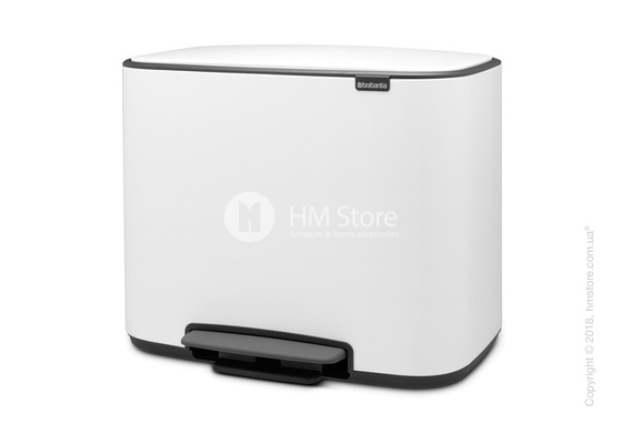 Ведро для сортировки мусора трехсекционное Brabantia Bo Pedal Bin 11/11/11 л, White