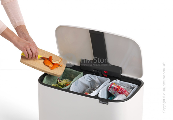 Ведро для сортировки мусора трехсекционное Brabantia Bo Pedal Bin 11/11/11 л, White