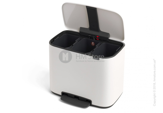 Ведро для сортировки мусора трехсекционное Brabantia Bo Pedal Bin 11/11/11 л, White