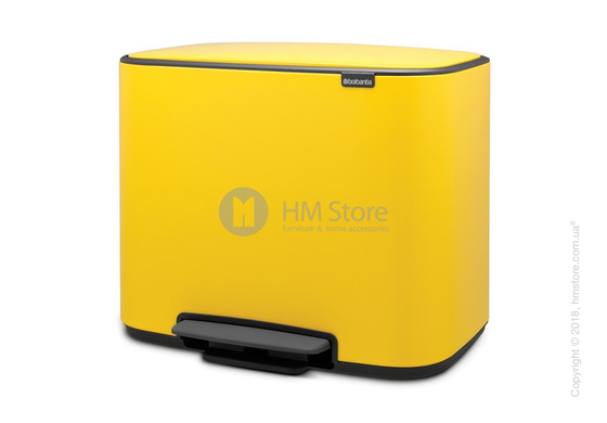Ведро для сортировки мусора трехсекционное Brabantia Bo Pedal Bin 11/11/11 л, Daisy Yellow Ведро для сортировки мусора трехсекционное Brabantia Bo Pedal Bin 11/11/11 л, Daisy Yellow