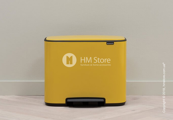 Ведро для сортировки мусора трехсекционное Brabantia Bo Pedal Bin 11/11/11 л, Daisy Yellow Ведро для сортировки мусора трехсекционное Brabantia Bo Pedal Bin 11/11/11 л, Daisy Yellow