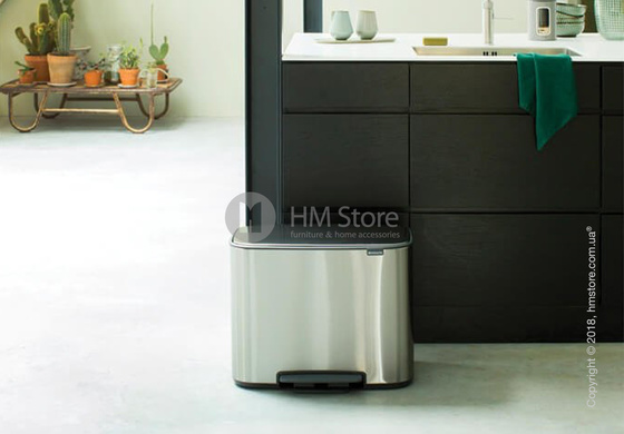 Ведро для сортировки мусора трехсекционное Brabantia Bo  Pedal Bin 11/11/11 л,  Matt Steel Fingerprint Proof
