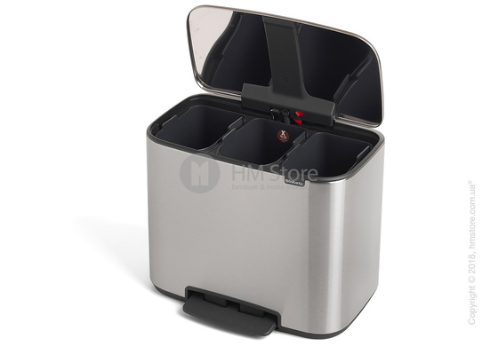 Ведро для сортировки мусора трехсекционное Brabantia Bo  Pedal Bin 11/11/11 л,  Matt Steel Fingerprint Proof