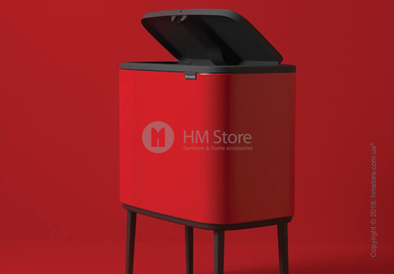 Ведро для сортировки мусора двухсекционное Brabantia Bo Touch Bin 11/23 л, Passion Red