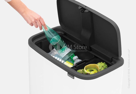 Ведро для сортировки мусора двухсекционное Brabantia Bo Touch Bin 11/23 л, White