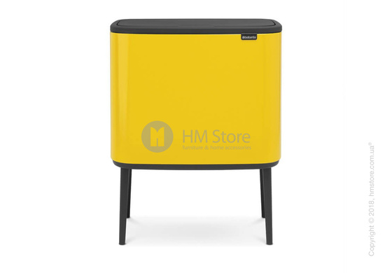 Ведро для сортировки мусора двухсекционное Brabantia Bo Touch Bin 11/23 л, Daisy Yellow