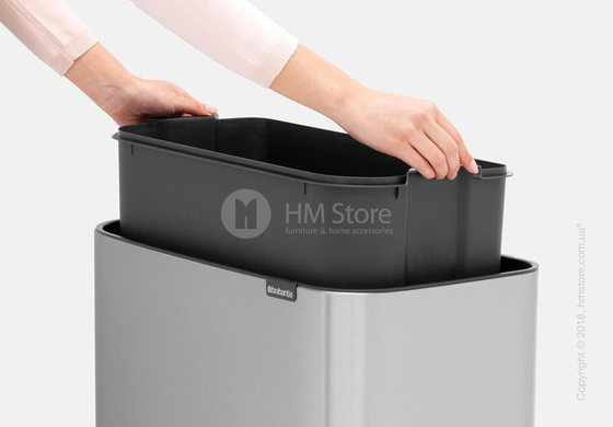 Ведро для сортировки мусора двухсекционное Brabantia Bo Touch Bin 11/23 л,  Matt Steel Fingerprint Proof