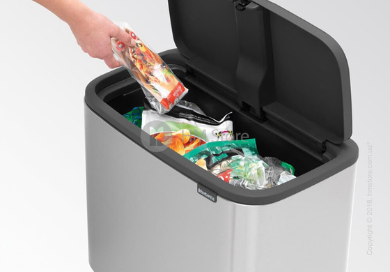 Ведро для сортировки мусора двухсекционное Brabantia Bo Touch Bin 11/23 л,  Matt Steel Fingerprint Proof