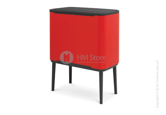 Ведро для сортировки мусора трехсекционное Brabantia Bo Touch Bin 11/11/11 л, Red