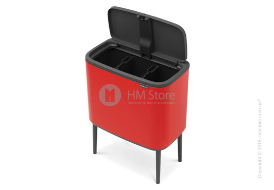 Ведро для сортировки мусора трехсекционное Brabantia Bo Touch Bin 11/11/11 л, Red Ведро для сортировки мусора трехсекционное Brabantia Bo Touch Bin 11/11/11 л, Red
