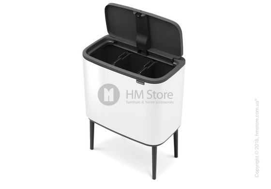 Ведро для сортировки мусора трехсекционное Brabantia Bo Touch Bin 11/11/11 л, White