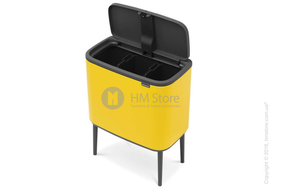 Ведро для сортировки мусора трехсекционное Brabantia Bo Touch Bin 11/11/11 л, Daisy Yellow