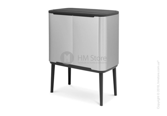 Ведро для сортировки мусора трехсекционное Brabantia Bo Touch Bin 11/11/11 л,  Matt Steel Fingerprint Proof