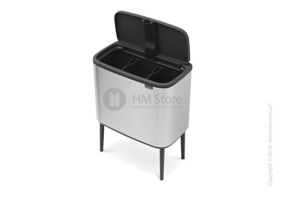 Ведро для сортировки мусора трехсекционное Brabantia Bo Touch Bin 11/11/11 л,  Matt Steel Fingerprint Proof Ведро для сортировки мусора трехсекционное Brabantia Bo Touch Bin 11/11/11 л,  Matt Steel Fingerprint Proof