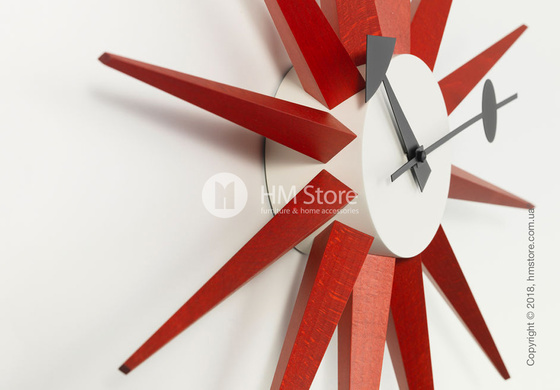 Часы настенные Vitra Sunburst Clock, Red