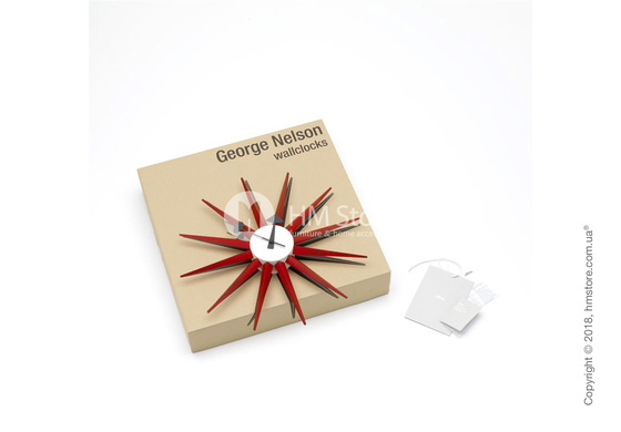 Часы настенные Vitra Sunburst Clock, Red