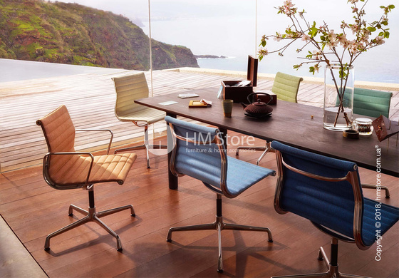 Кресло Vitra Aluminium Chair EA 103, Fabric Blue Moor Brown Кресло Vitra Aluminium Chair EA 103, Fabric Blue Moor Brown
