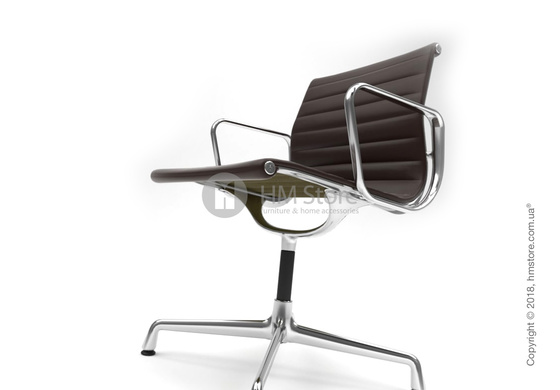 Кресло Vitra Aluminium Chair EA 103, Leather Chocolate Brown