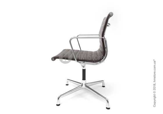 Кресло Vitra Aluminium Chair EA 103, Leather Chocolate Brown