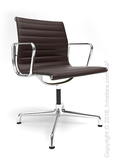 Кресло Vitra Aluminium Chair EA 103, Leather Chocolate Brown