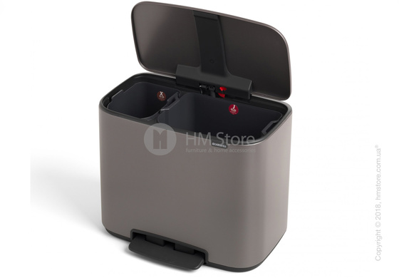 Ведро для сортировки мусора двухсекционное Brabantia Bo Pedal Bin 11/23 л, Platinum