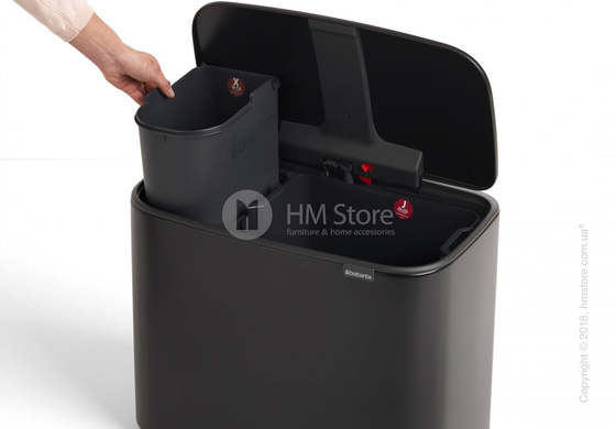Ведро для сортировки мусора двухсекционное Brabantia Bo Pedal Bin 11/23 л, Matt Black