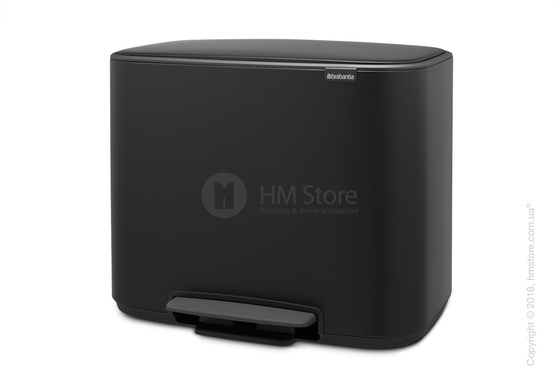 Ведро для сортировки мусора двухсекционное Brabantia Bo Pedal Bin 11/23 л, Matt Black