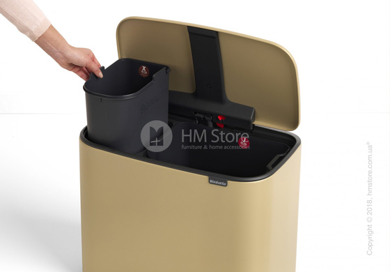Ведро для сортировки мусора двухсекционное Brabantia Bo Pedal Bin Luxury 11/23 л, Mineral Golden Beach	