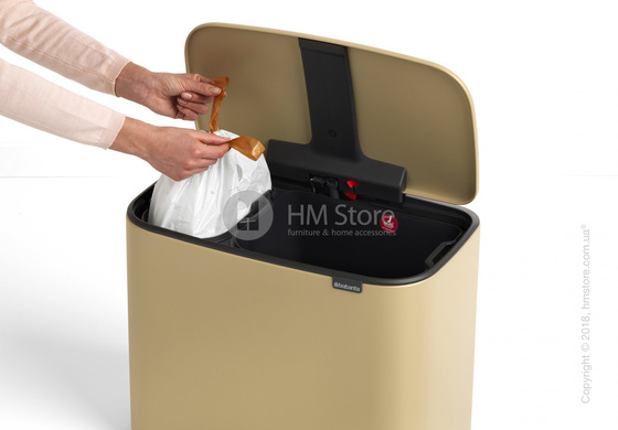 Ведро для сортировки мусора двухсекционное Brabantia Bo Pedal Bin Luxury 11/23 л, Mineral Golden Beach	