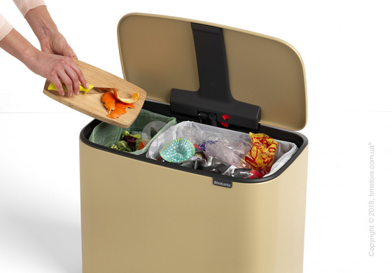 Ведро для сортировки мусора двухсекционное Brabantia Bo Pedal Bin Luxury 11/23 л, Mineral Golden Beach	
