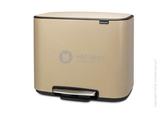 Ведро для сортировки мусора двухсекционное Brabantia Bo Pedal Bin Luxury 11/23 л, Mineral Golden Beach	
