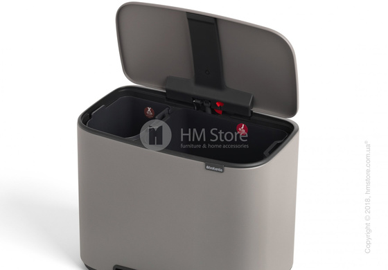 Ведро для сортировки мусора двухсекционное Brabantia Bo Pedal Bin Luxury 11/23 л, Mineral Concrete Grey