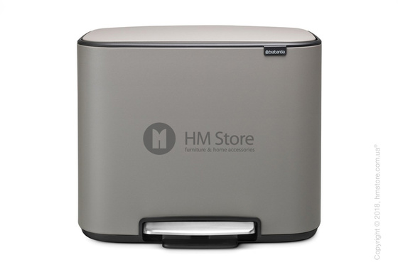 Ведро для сортировки мусора двухсекционное Brabantia Bo Pedal Bin Luxury 11/23 л, Mineral Concrete Grey