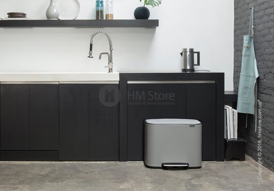 Ведро для сортировки мусора двухсекционное Brabantia Bo Pedal Bin Luxury 11/23 л, Mineral Concrete Grey