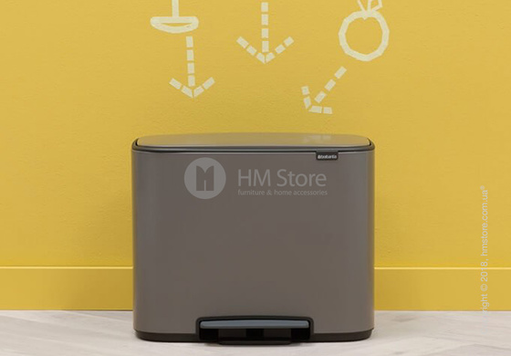Ведро для сортировки мусора трехсекционное Brabantia Bo Pedal Bin 11/11/11 л, Platinum