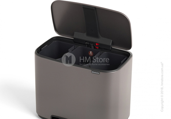 Ведро для сортировки мусора трехсекционное Brabantia Bo Pedal Bin 11/11/11 л, Platinum