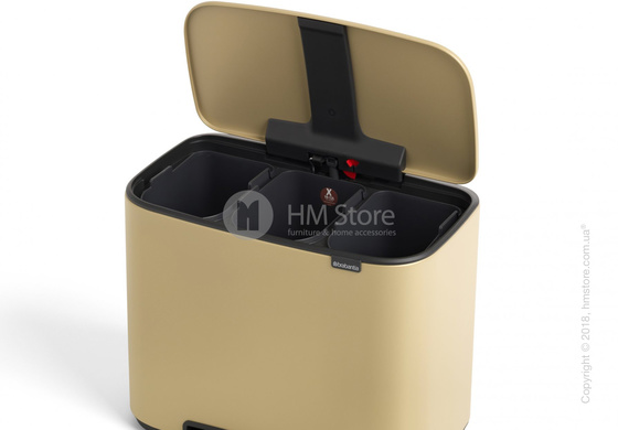 Ведро для сортировки мусора трехсекционное Brabantia Bo Pedal Bin Luxury 11/11/11 л, Mineral Golden Beach