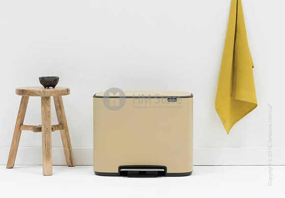 Ведро для сортировки мусора трехсекционное Brabantia Bo Pedal Bin Luxury 11/11/11 л, Mineral Golden Beach