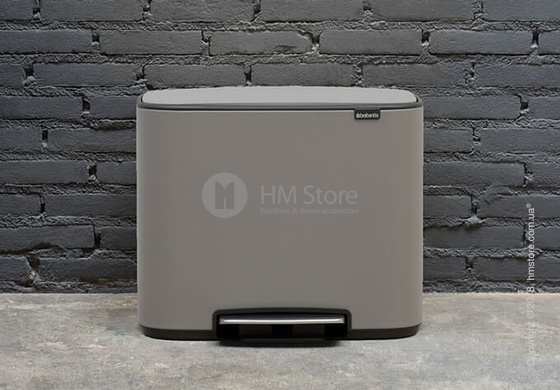 Ведро для сортировки мусора трехсекционное Brabantia Bo Pedal Bin Luxury 11/11/11 л, Mineral Concrete Grey