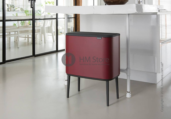Ведро для сортировки мусора двухсекционное Brabantia Bo Touch Bin Luxury 11/23 л, Mineral Windsor Red