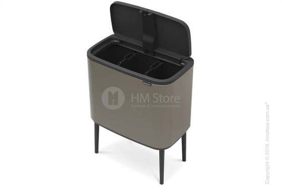 Ведро для сортировки мусора трехсекционное Brabantia Bo Touch Bin 11/11/11 л, Platinum