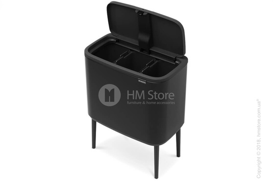 Ведро для сортировки мусора трехсекционное Brabantia Bo Touch Bin 11/11/11 л, Matt Black