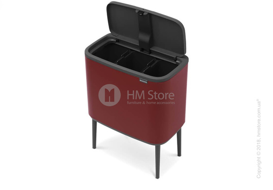 Ведро для сортировки мусора трехсекционное Brabantia Bo Touch Bin Luxury 11/11/11 л, Mineral Windsor Red