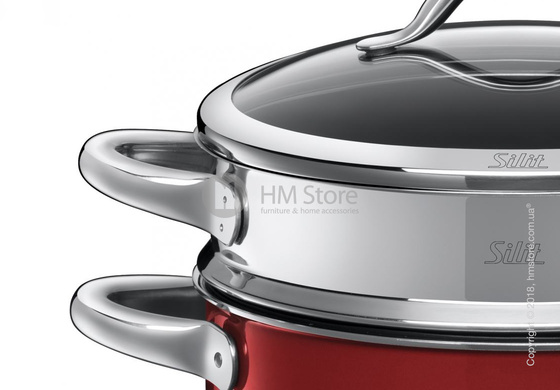 Кастрюля с крышкой и вставкой Silit коллекция Vitaliano 8,5 л, Rosso