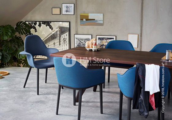 Кресло Vitra Organic Conference black legs, Hopsak Blue Moor Brown