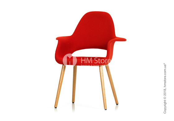 Кресло Vitra Organic Conference oak legs, Hopsak Red Poppy Red